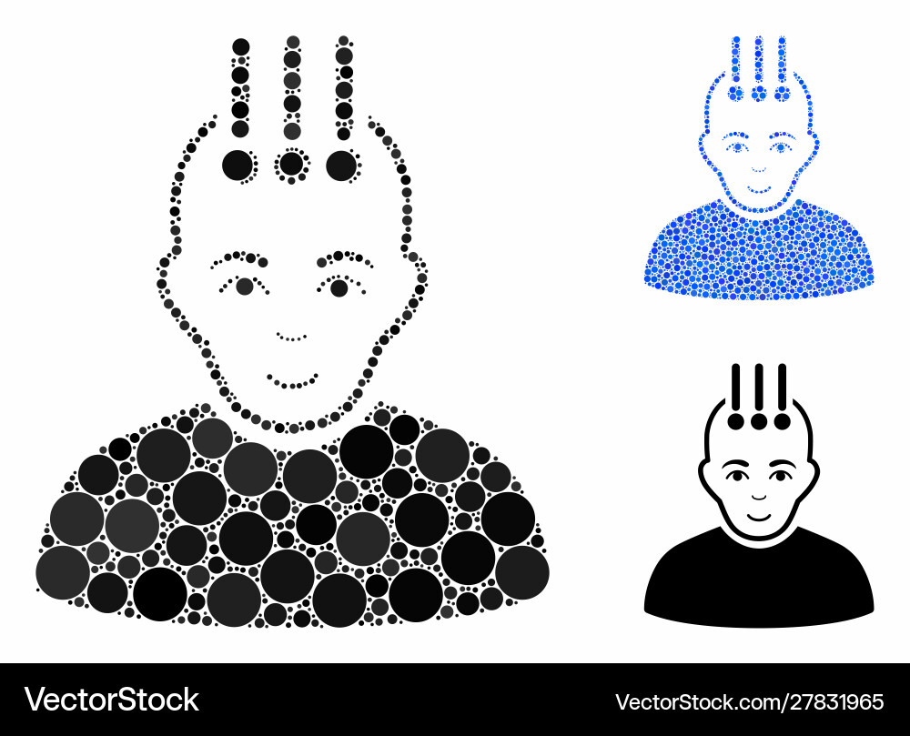 Neural interface mosaic icon circle dots vector image