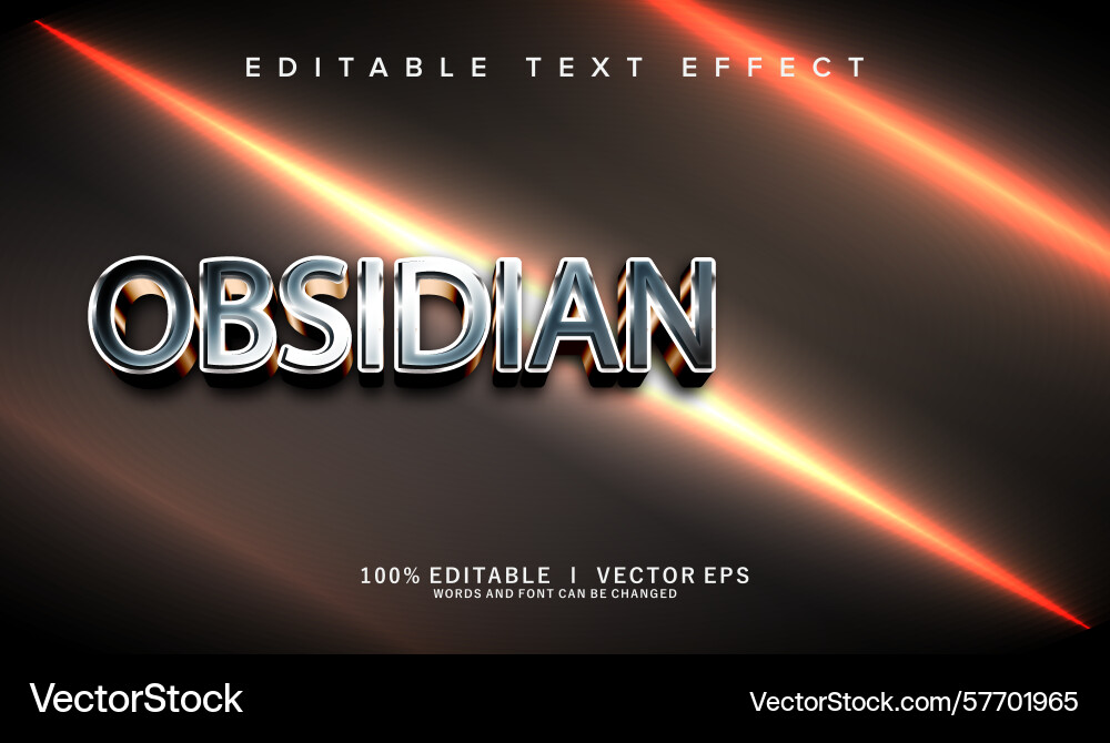 Obsidian text effect with modern style design vector image