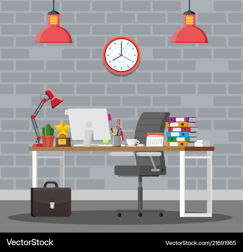 Office desk with computer Office desk with computer vector image