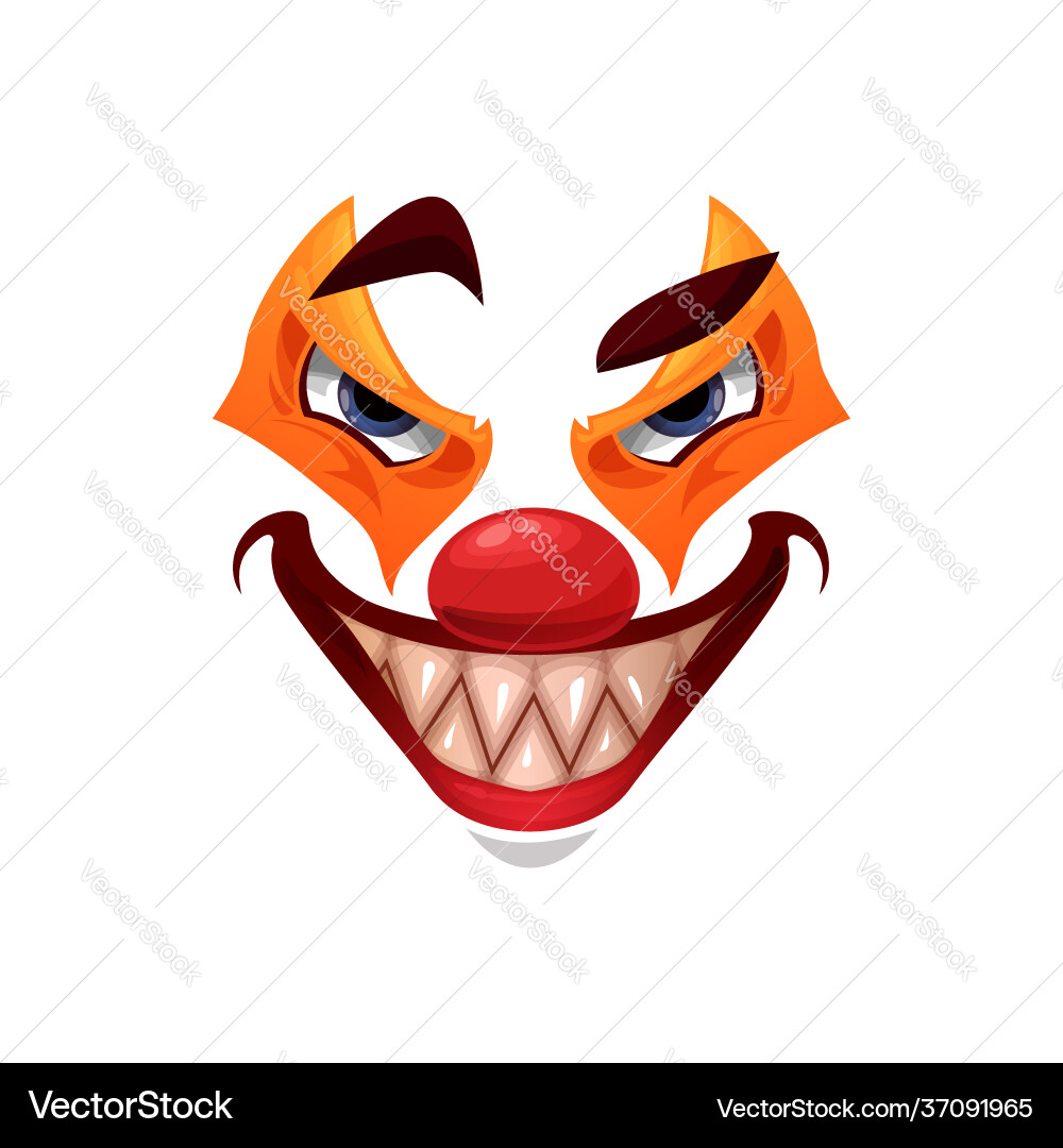Scary clown face icon halloween funster Vector Image