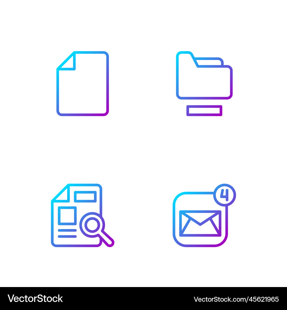 Set line envelope document with graph chart file Set line envelope document with graph chart file vector image
