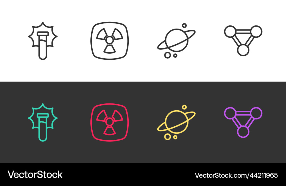 Set line explosion in the flask radioactive Set line explosion in the flask radioactive vector image