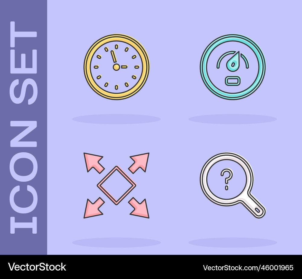 Set unknown search clock many ways directional Set unknown search clock many ways directional vector image