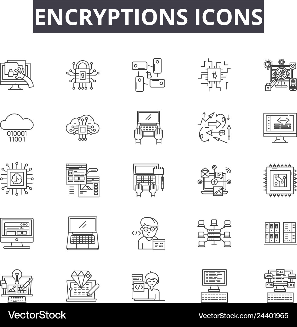 Verschlüsselungslinie Icons - Secure Concepts vektorbild