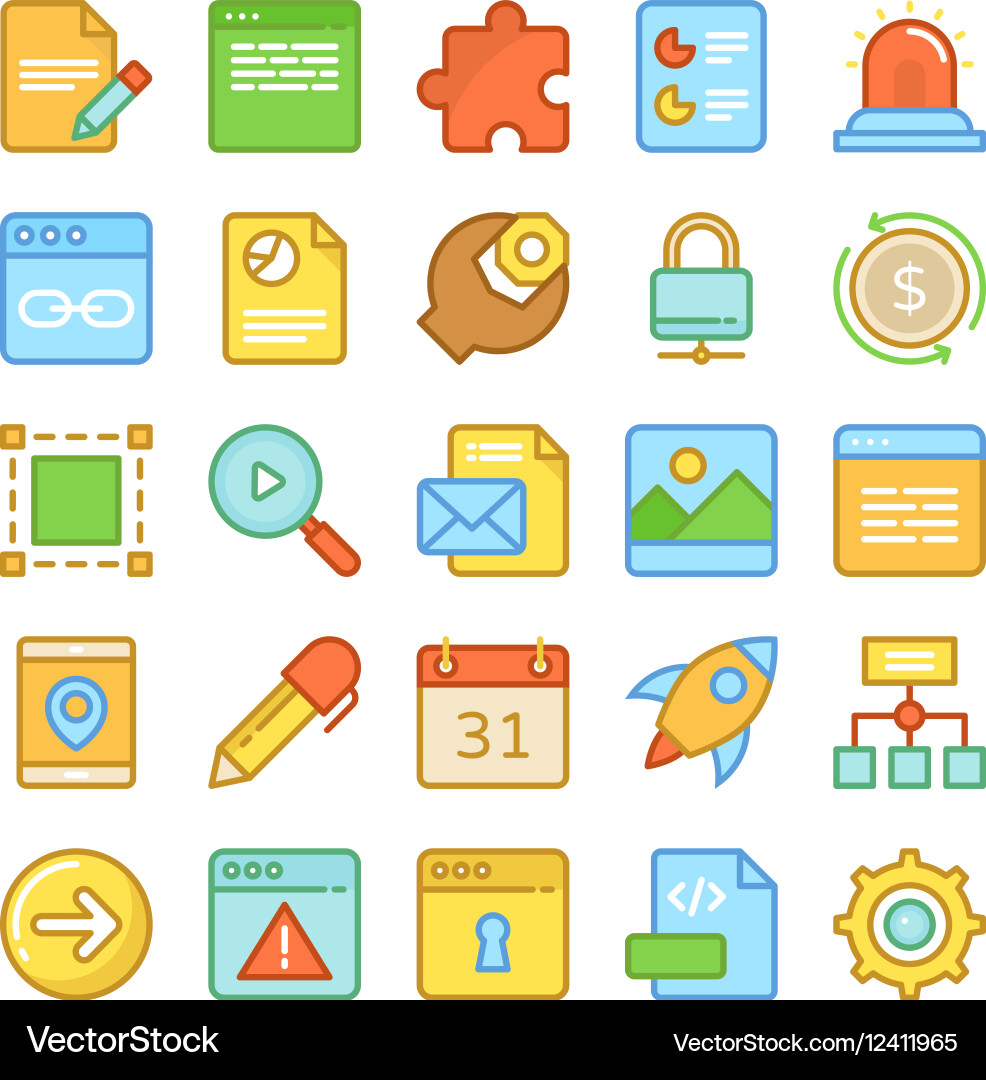 Web design and development colored icons 3 vector image
