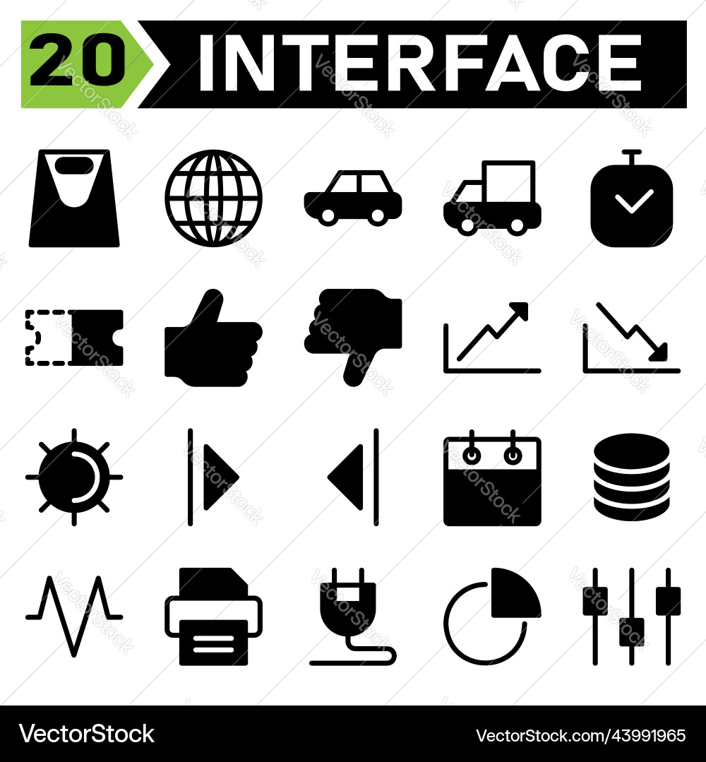 Web interface icon set include bag app Web interface icon set include bag app vector image