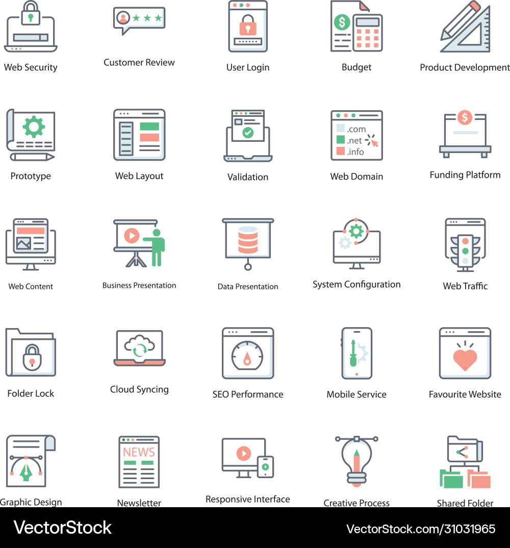 Web optimization flat icons pack Vector Image