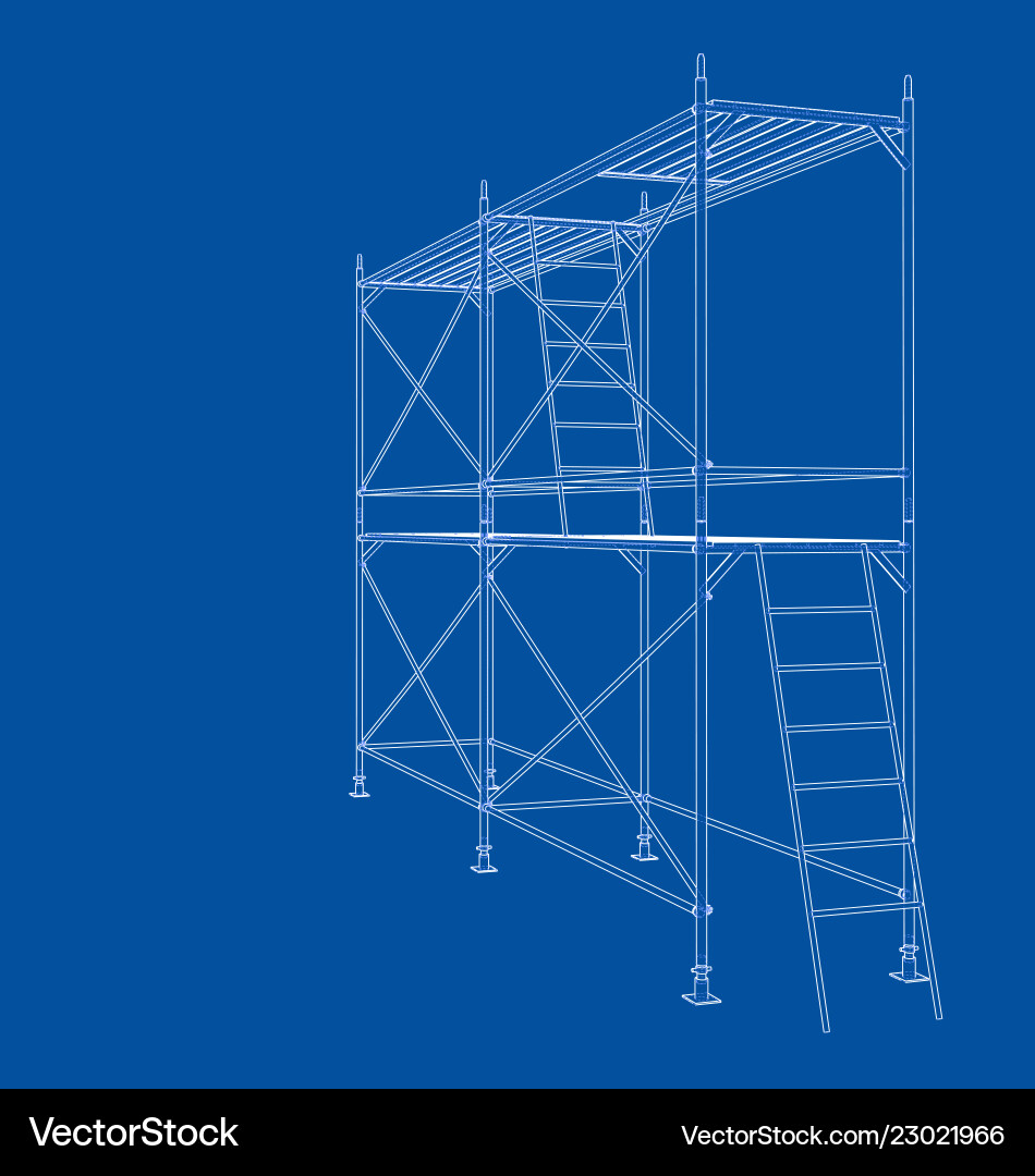 3d outline scaffold rendering of 3d outline scaffold rendering of Vector Image