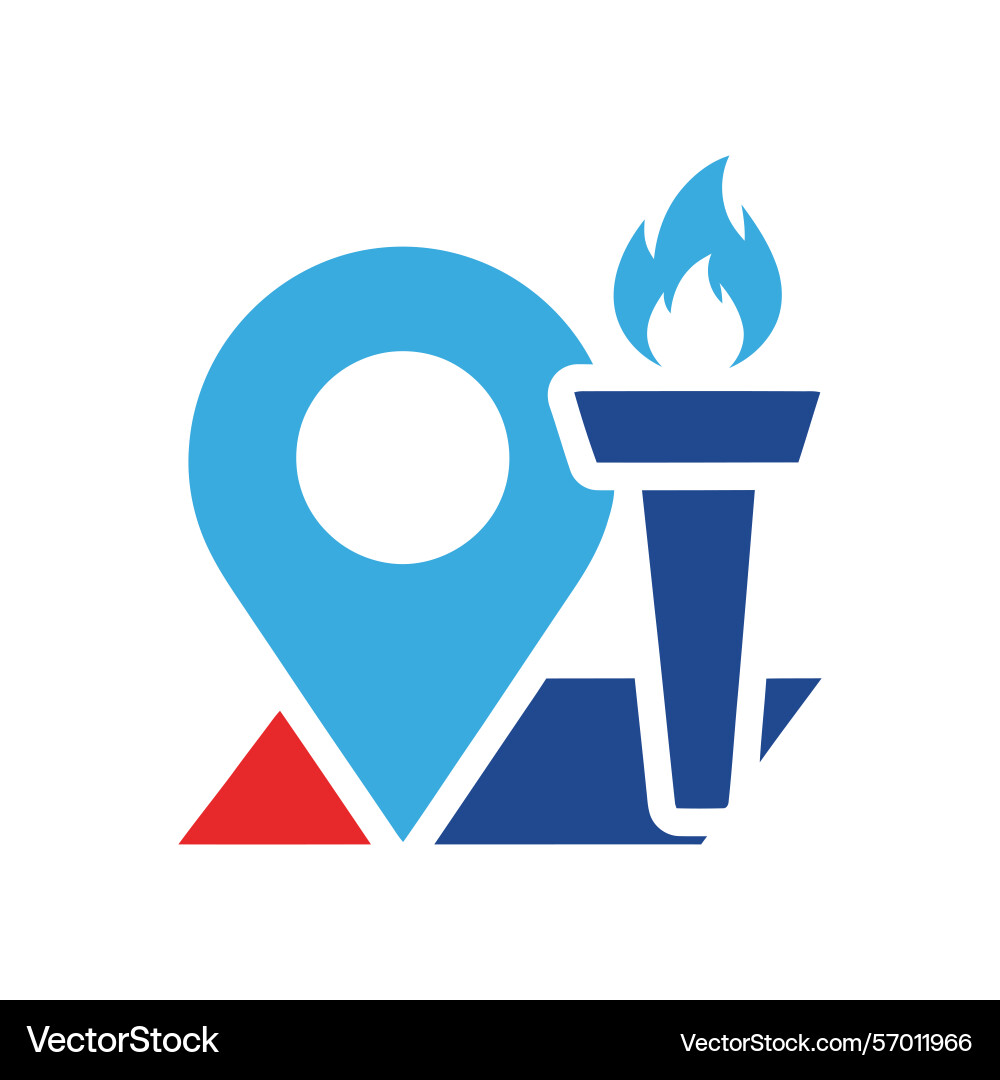 Abstract location marker with burning torch icon Abstract location marker with burning torch icon vector image