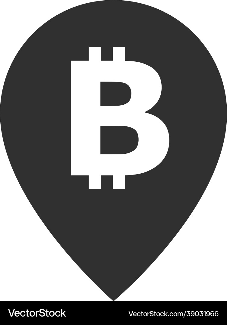 Bitcoin map pointer flat icon symbol Bitcoin map pointer flat icon symbol Vector Image