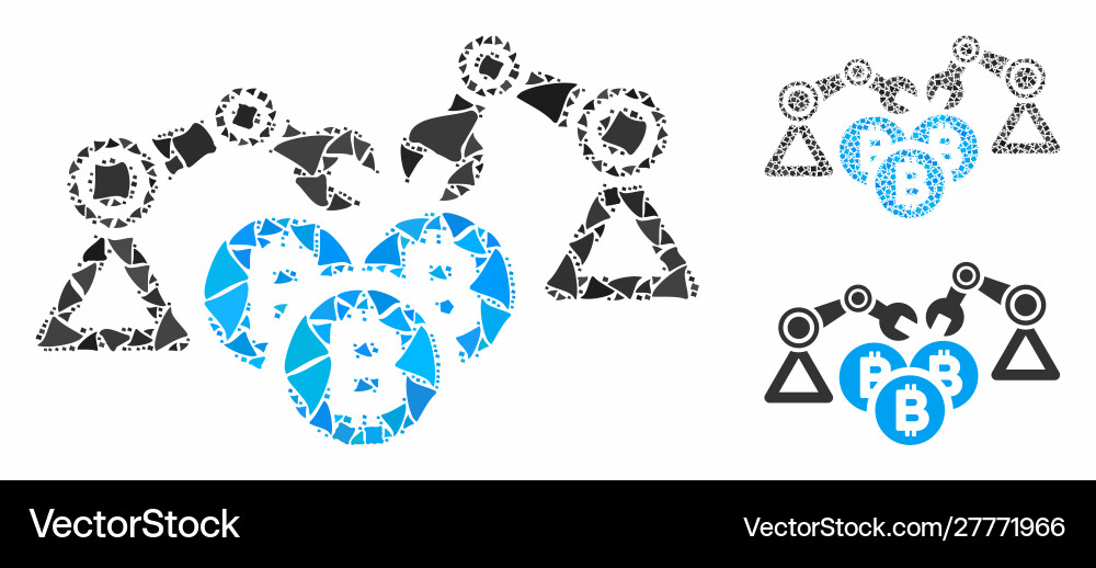 Bitcoin mining robotics mosaic icon joggly Bitcoin mining robotics mosaic icon joggly vector image