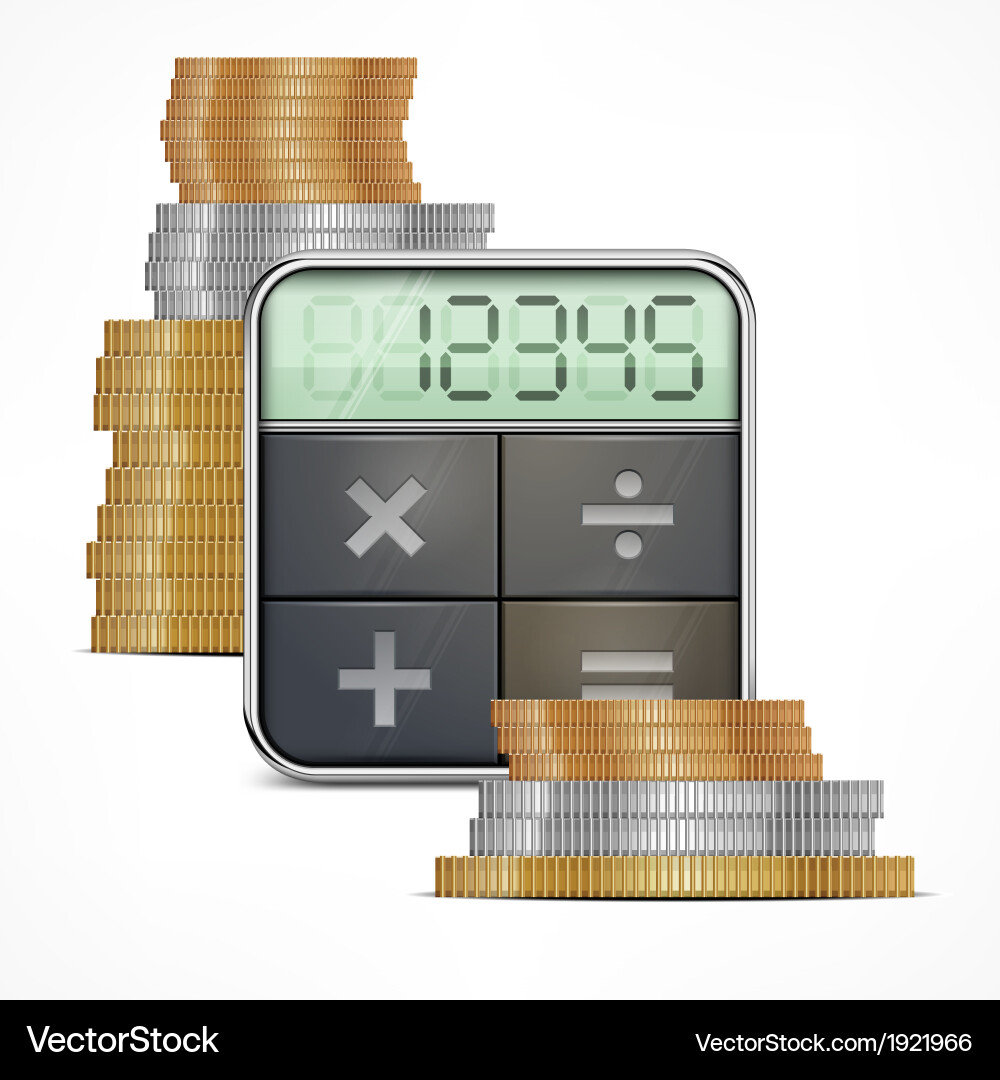 Calculator with Coins Stack vector image
