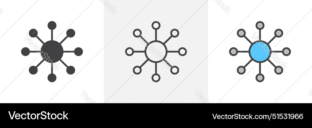 Chart connected icon set distribute network Vector Image