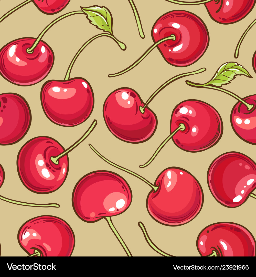 Cherry berries pattern on color background Cherry berries pattern on color background vector image