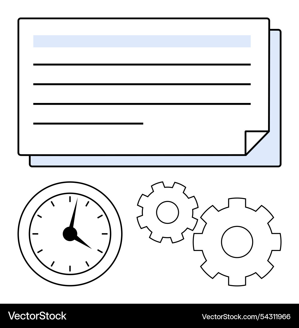 Clock gears and documents representing time Clock gears and documents representing time Vector Image
