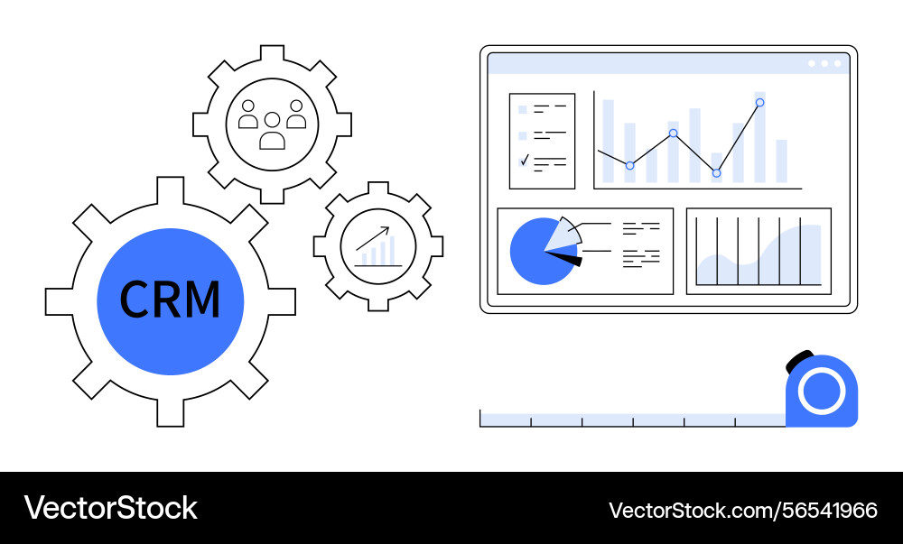 Crm system integration with data analytics Crm system integration with data analytics vector image
