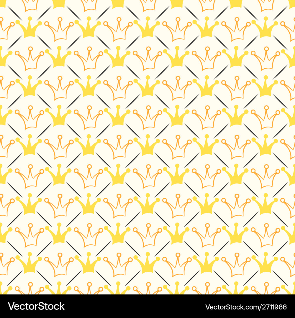 Crown Seamless Pattern - Orange & White vector image