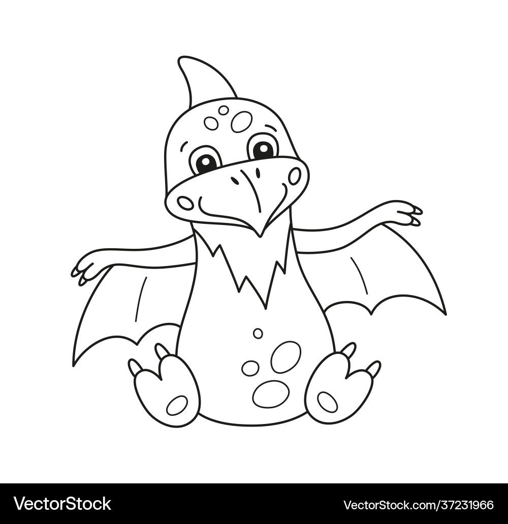 Cute little dinosaur for kid coloring book vector image