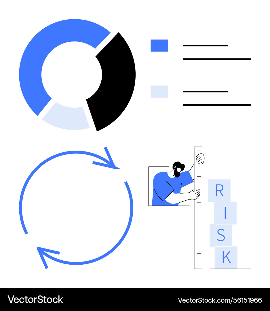 Data analysis elements with circular chart risk Data analysis elements with circular chart risk vector image