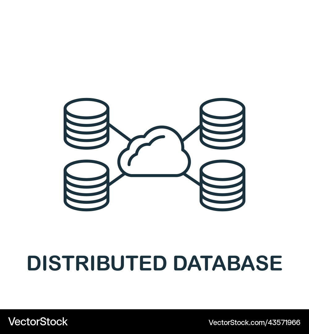 Distributed database icon monochrome simple line Distributed database icon monochrome simple line vector image