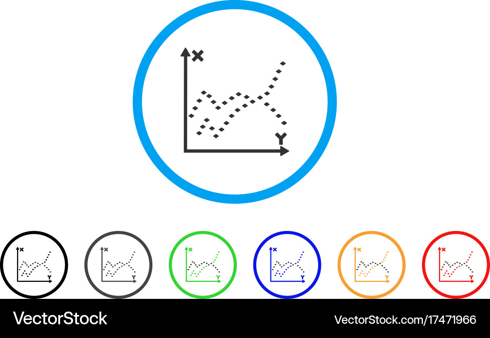 Dotted functions plot rounded icon vector image