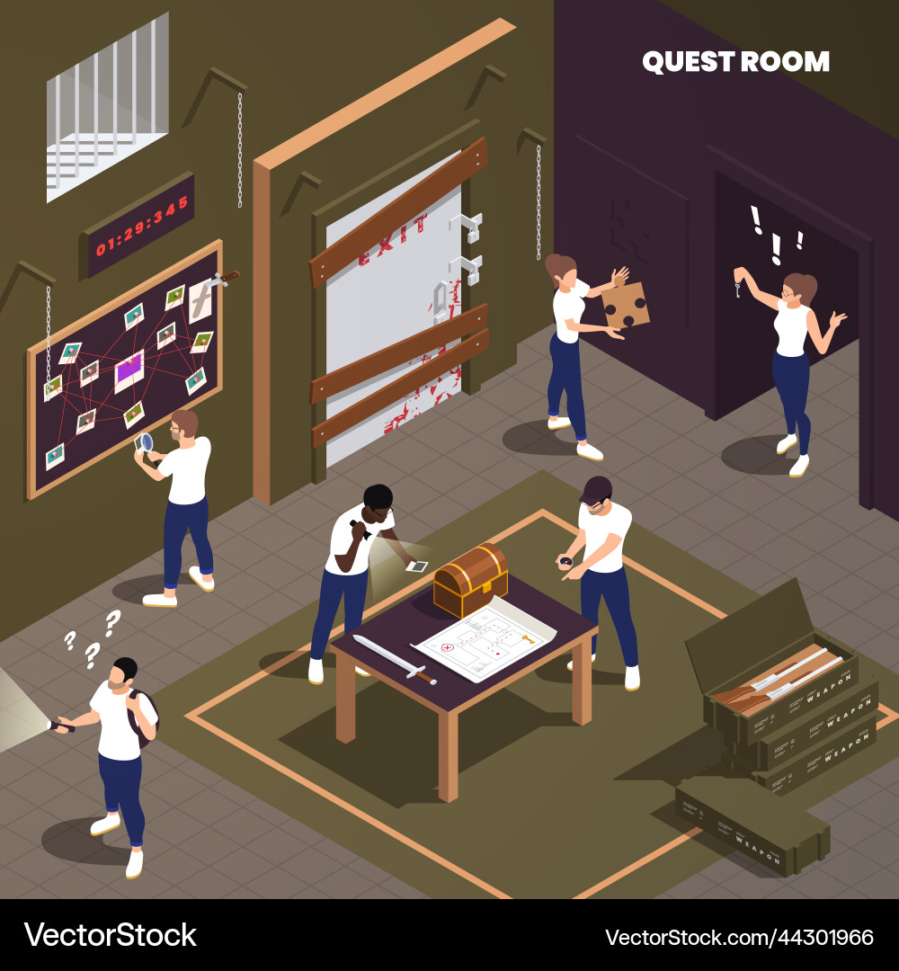 Escape room quest Royalty Free Vector Image - VectorStock