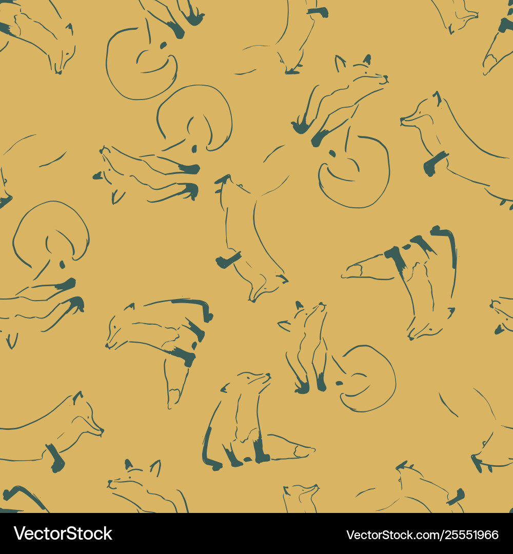 Fox lines seamless repeat pattern design Vector Image