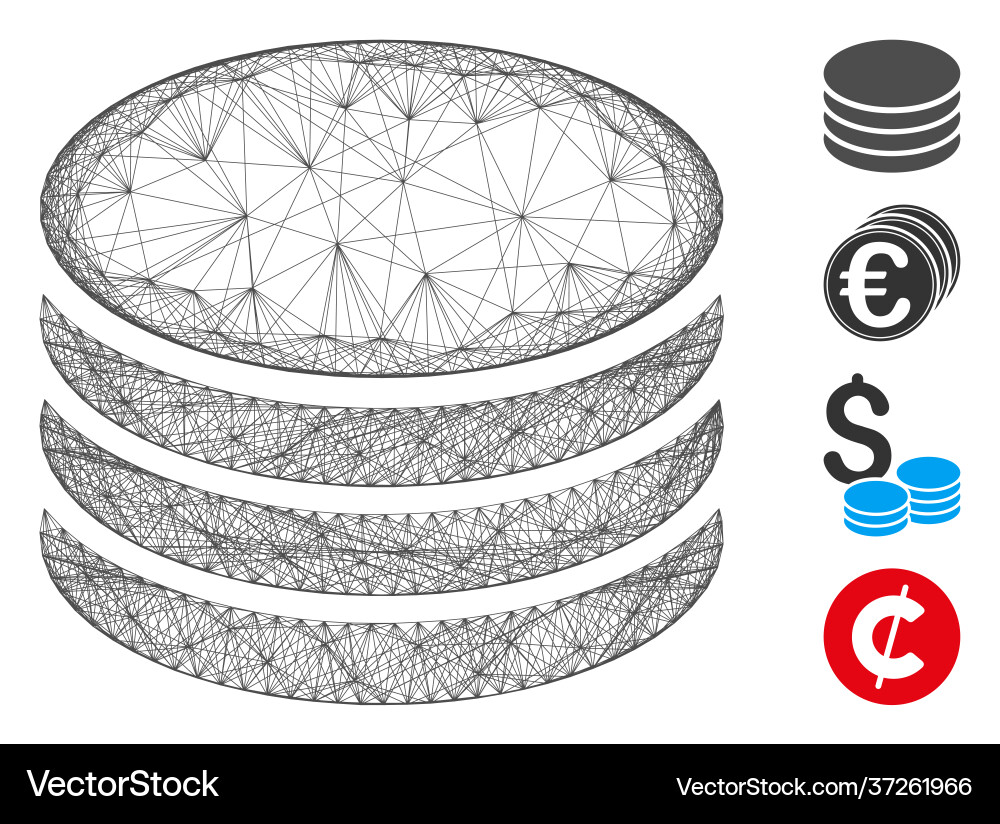 Net coin stack mesh Net coin stack mesh vector image