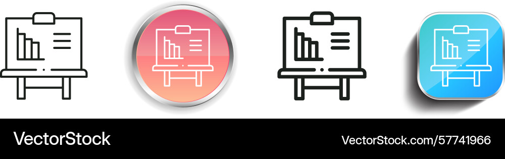 Presentation icon thin linear regular and button vector image