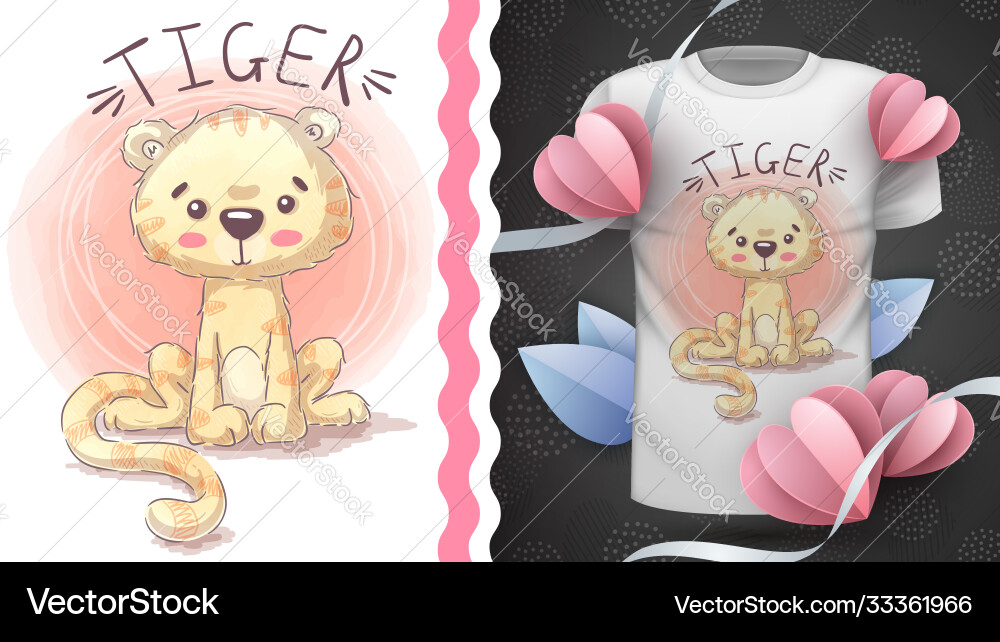 Princess tiger - idea for print t-shirt Princess tiger - idea for print t-shirt Vector Image