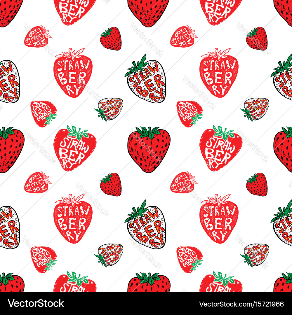 Seamless pattern with strawberries design element vector image