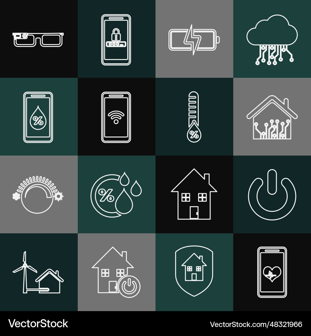 Set line mobile with heart rate power button Set line mobile with heart rate power button vector image