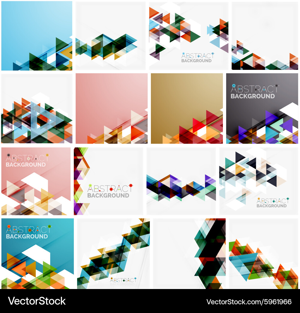 Set of triangle geometric abstract backgrounds vector image