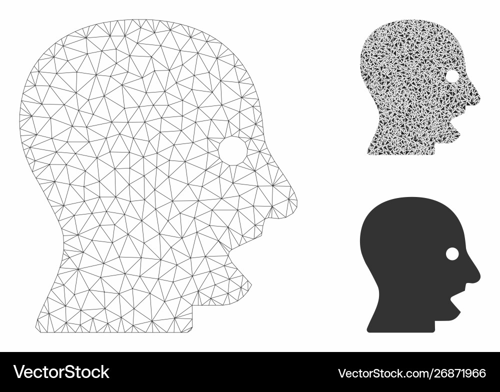 Shouting head mesh 2d model and triangle vector image