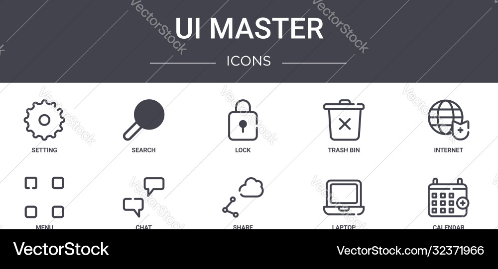 Ui master concept line icons set contains Ui master concept line icons set contains vector image
