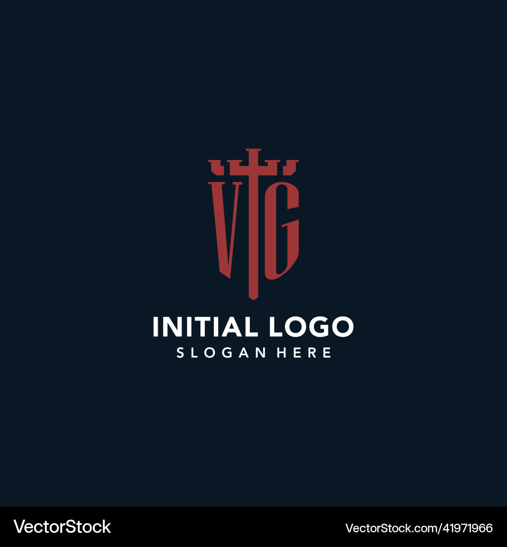 Vg initial monogram logos with sword and shield Vector Image