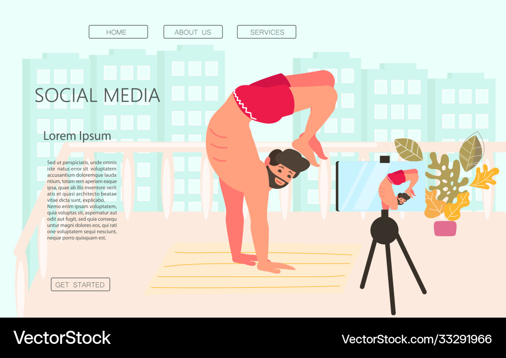 Webpage template vlogging Vector Image