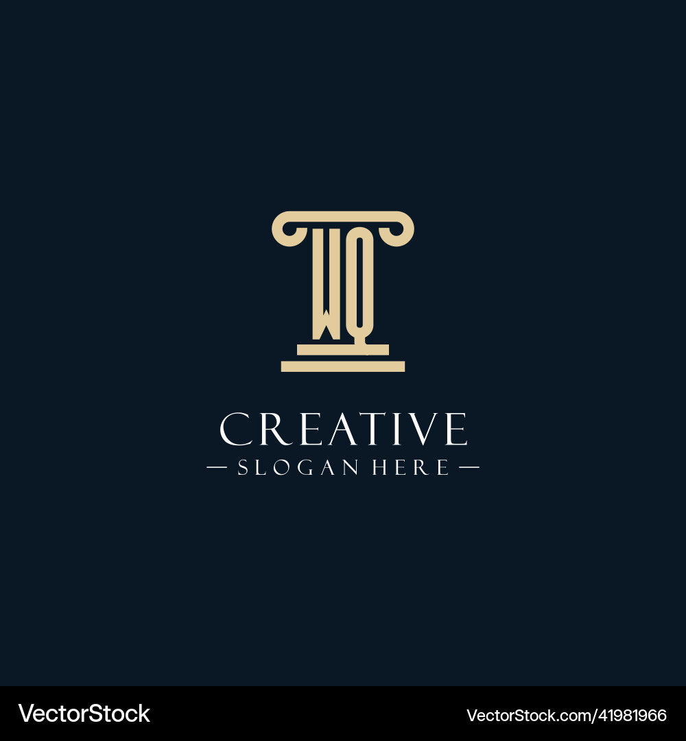 Wq initial monogram logos with pillar shapes style Vector Image