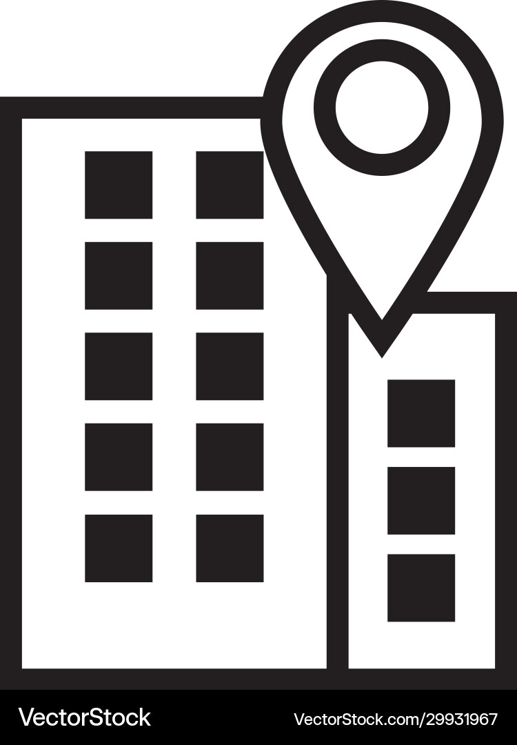 Building with pin pointer location line style icon Vector Image