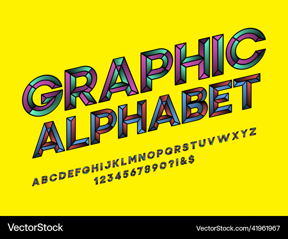 Chisel pop art font Chisel pop art font vector image
