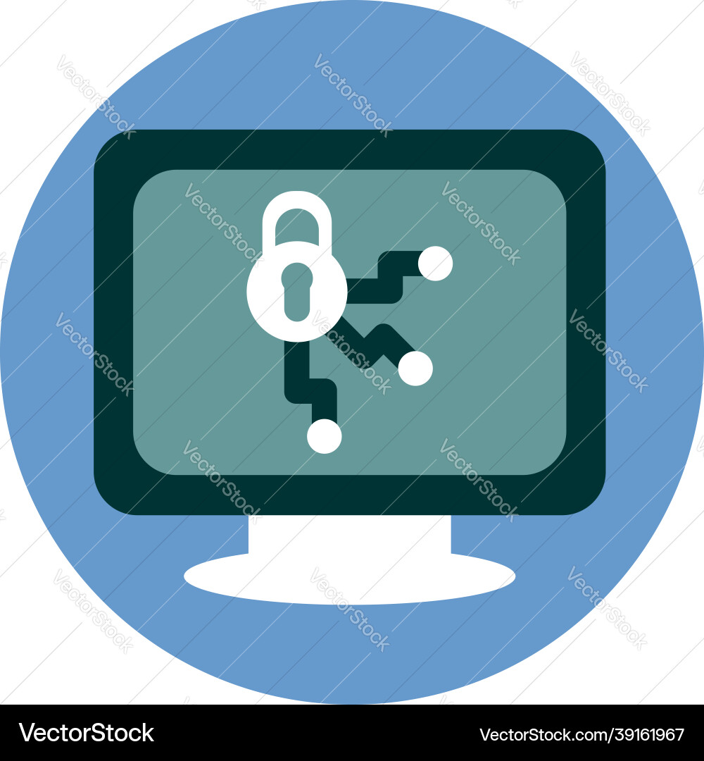 Computer with lock on a white background Vector Image