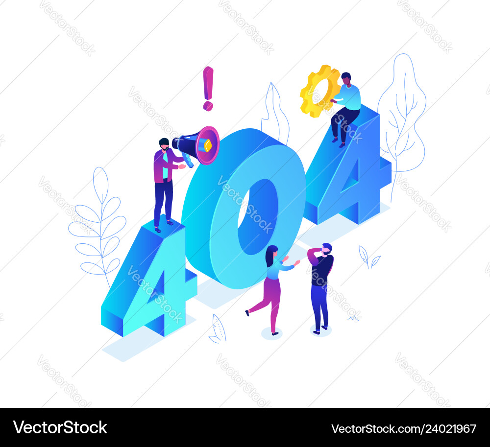 Error 404 page - modern colorful isometric Vector Image