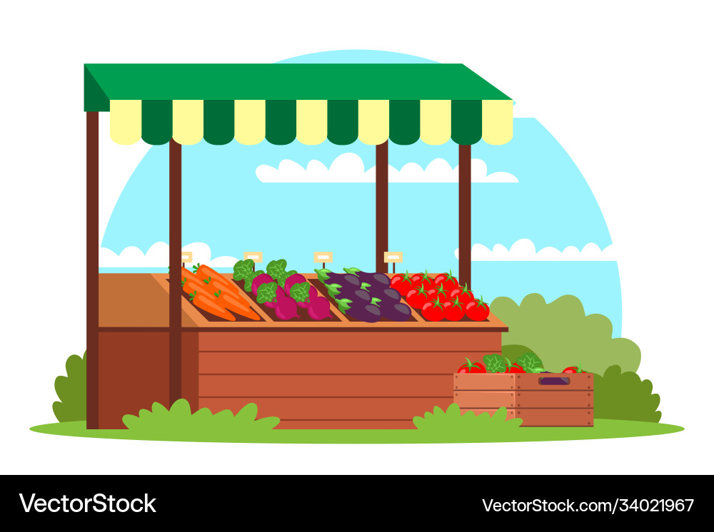 Farmer organic food street market with vegetable Farmer organic food street market with vegetable vector image