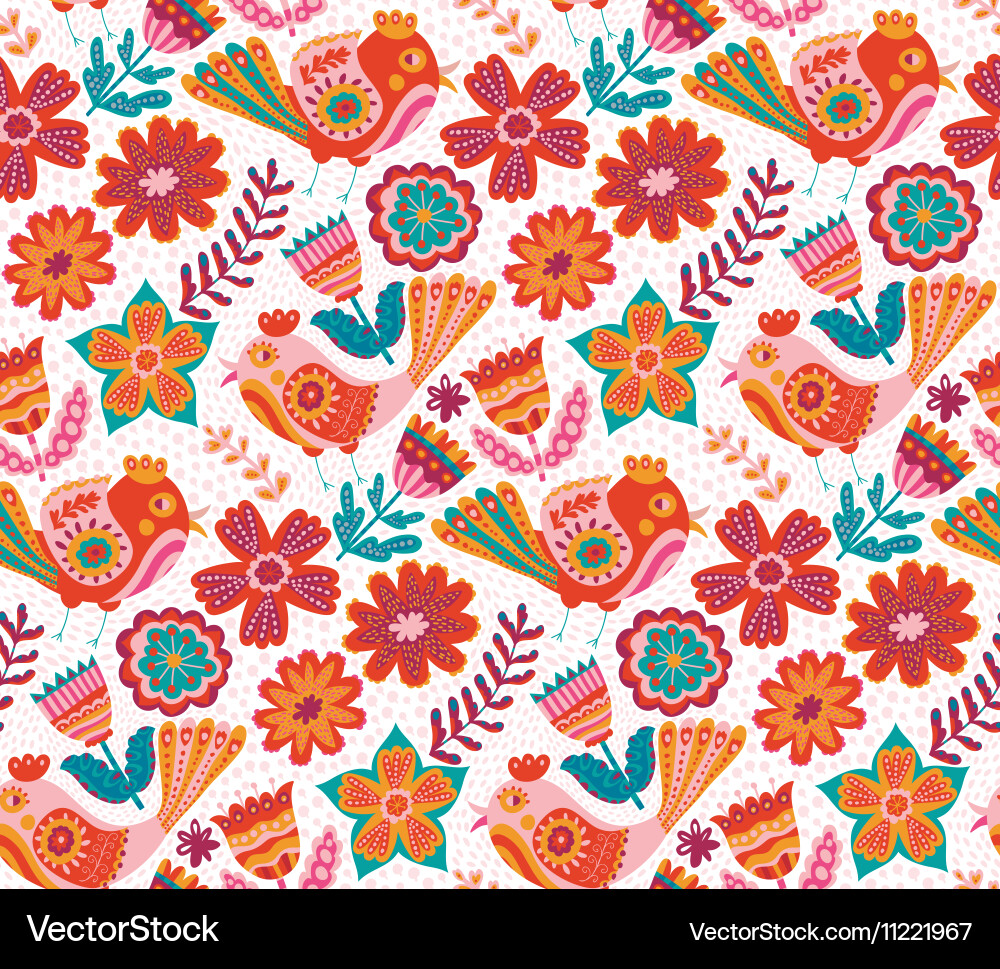 Flower pattern seamless botanic texture Vector Image