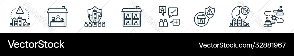 Lockdown line icons linear set quality Lockdown line icons linear set quality vector image