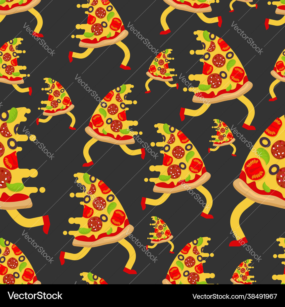 Pizza run pattern seamless slice running Pizza run pattern seamless slice running vector image