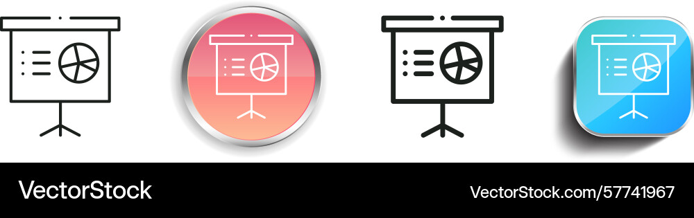 Presentation icon thin linear regular and button Presentation icon thin linear regular and button vector image