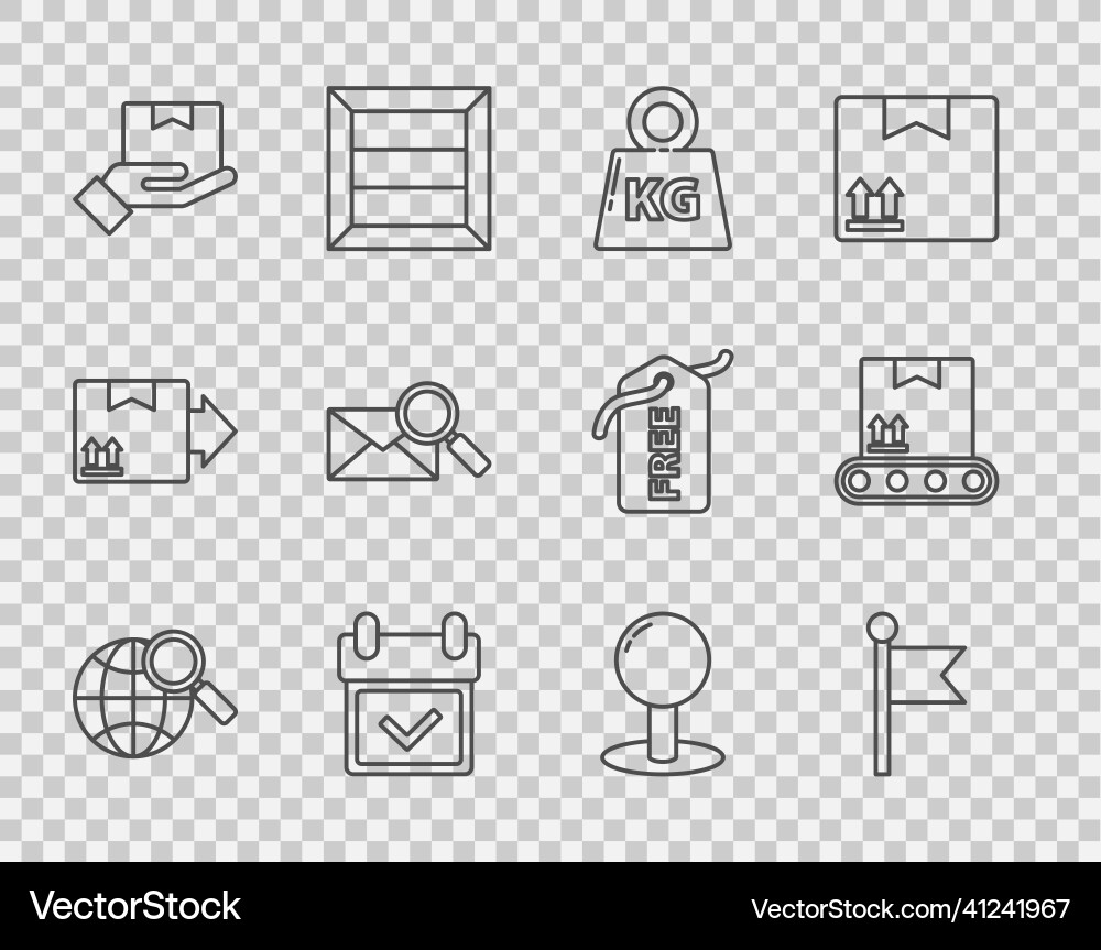 Set line magnifying glass with globe location Set line magnifying glass with globe location vector image