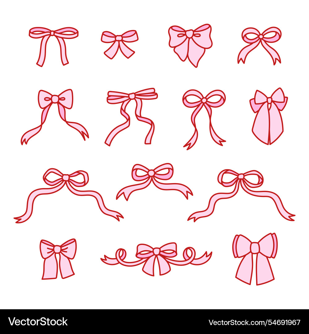 Set of elegant bow knots gift bows Set of elegant bow knots gift bows vector image