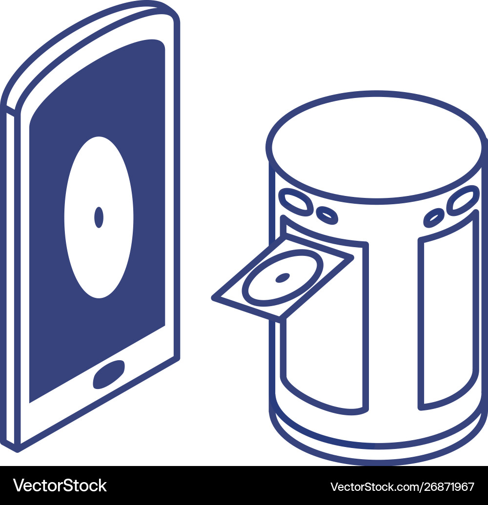 Smartphone device with disks data technology icon vector image